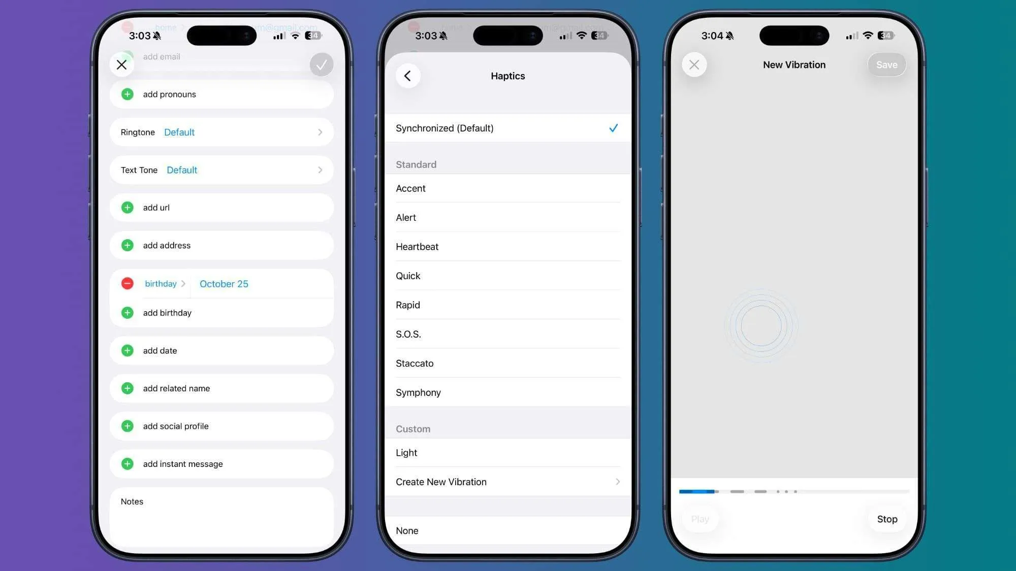 Custom Vibration In The Contacts App Custom vibration in the Contacts app